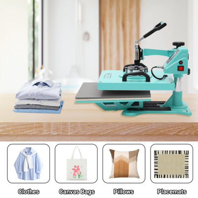 Presse à chaud 8 en 1 de 15 x 15 pouces avec imprimante à sublimation pivotante à 360 degrés et double affichage numérique pour t-shirts, tasses, chapeaux et assiettes.