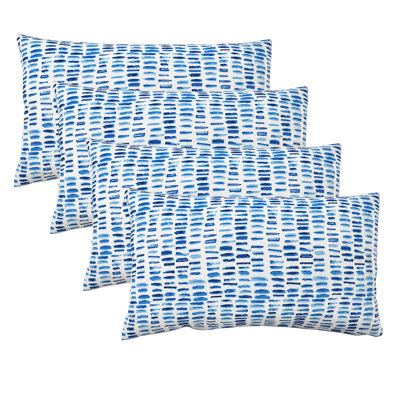 Set of 4 Outdoor Lumbar Pillow Covers ONLY, 12" x 20", Water-Repellent and Fade-Resistant Decorative Cushion Covers for Patio, Porch, Balcony, Garden and Indoor Sofa