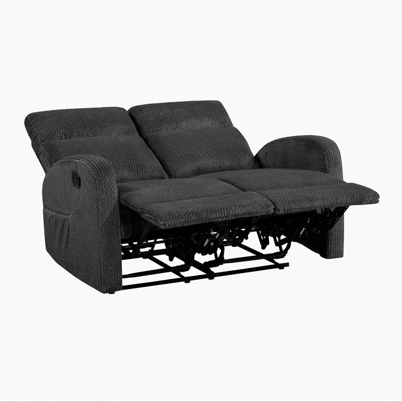 Morfudd 50" Wide Modern & Contemporary Double Reclining Wall Hugger Loveseat with Textured Microfiber Fabric