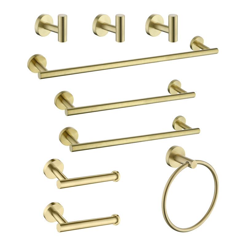 9 - Piece Bathroom Hardware Set, Brushed Gold