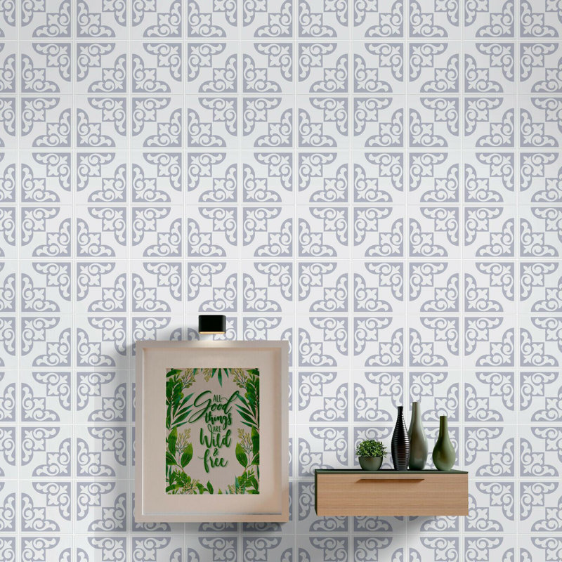 96.77cm W x 96.77cm L PVC Peel and Stick Mosaic Tile, Light Grey
