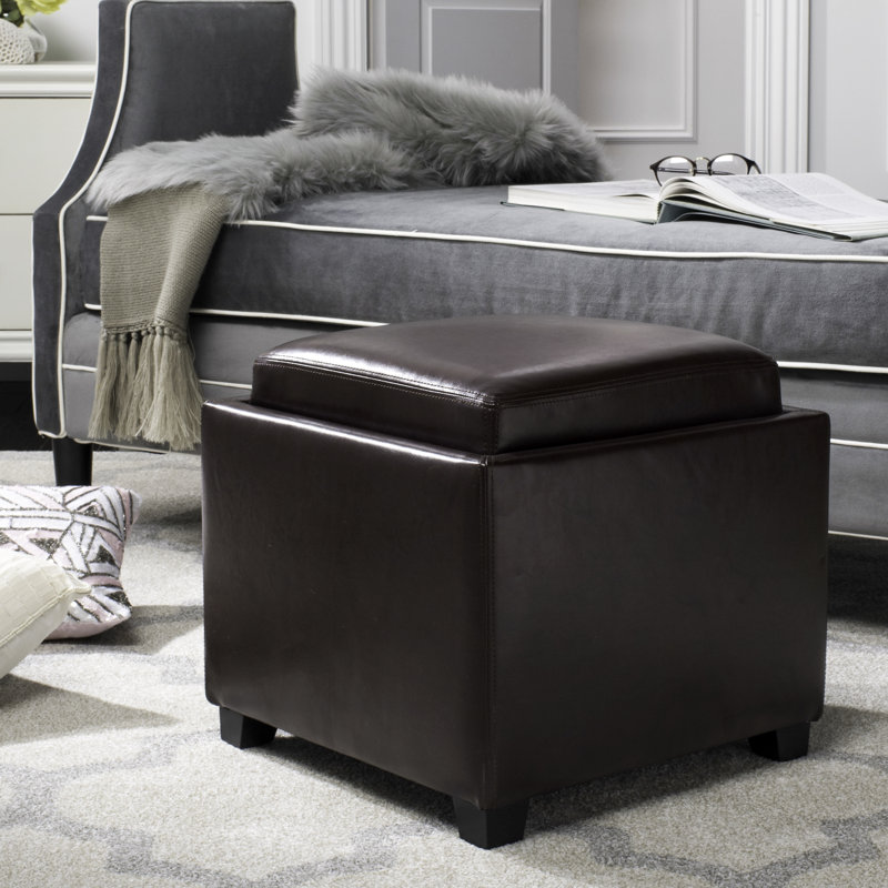 Alesea Upholstered Ottoman, Cordovan Faux Leather
