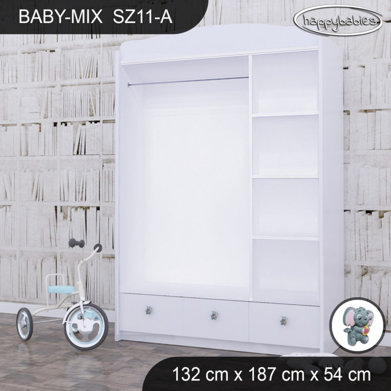 Baby 3 Door Wardrobe, White