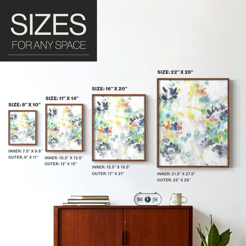 «Wall Flower Patterns II», reproduction encadrée - bois massif, H 11 po x l 9 po, Noyer