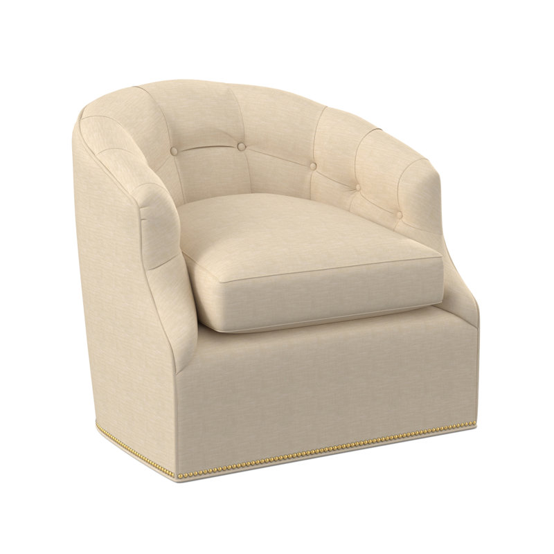 Calvert Swivel Barrel Chair, Polished Brass Small, UV-Rollo Linen
