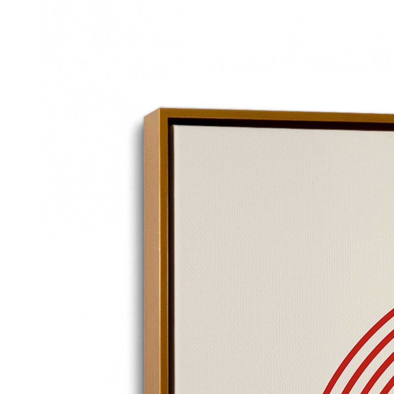 «Red Circles and Curves Bauhaus», reproduction sur affiche, Cadre flottant doré, H 48,75 po x l 32,75 po