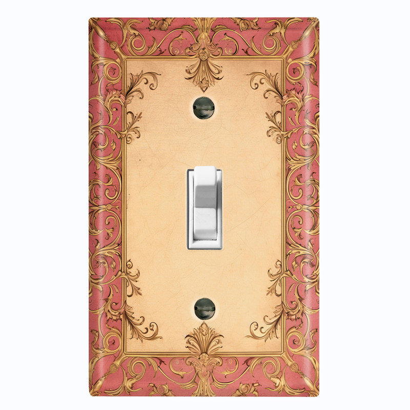 Couvercle de plaque d'interrupteur en métal; Bascule de taille standard 1 US - image imprimée d'un cadre floral rétro