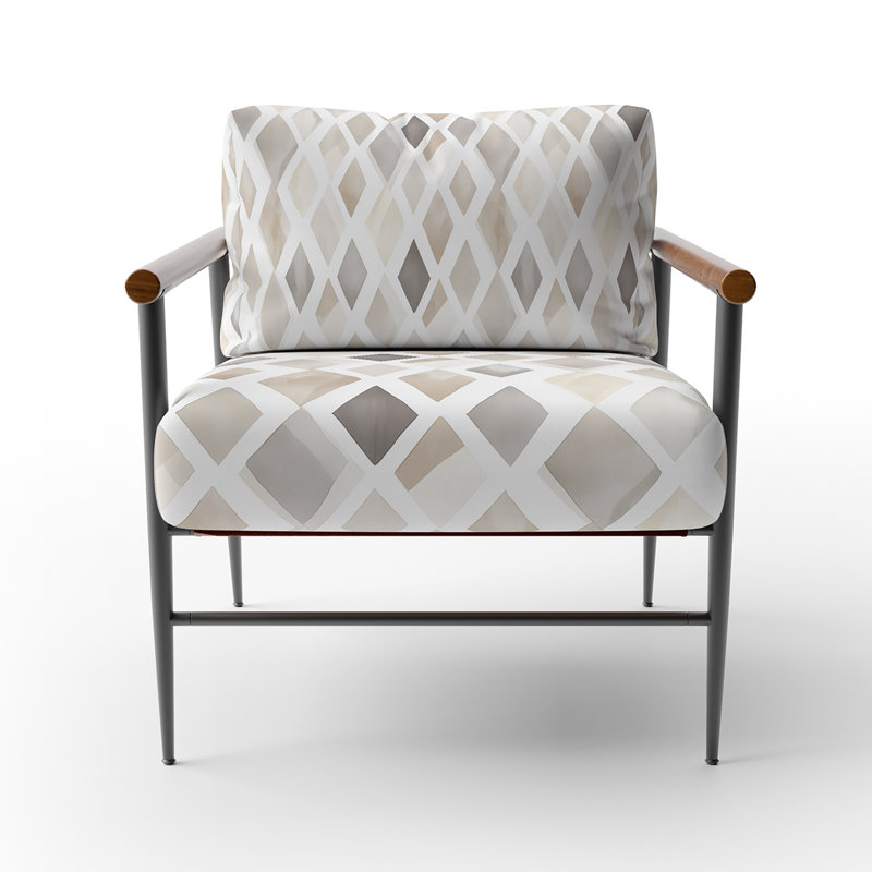 Chaise rembourrée Modern, Bras ronds bruns