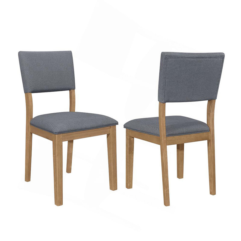 Ensemble de 2 chaises de salle à manger rembourrées en tissu bleu, brun