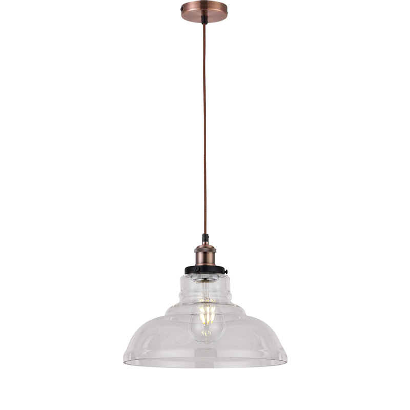 Gracie 1 - Light Dome Pendant, Vintage Clear, Brown Braided