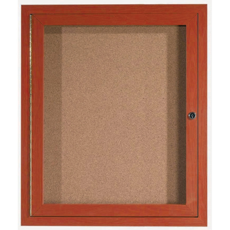 Tableau d’affichage mural en aluminium encastré, Bois de cerisier, Un, H 36 po x l 30 po