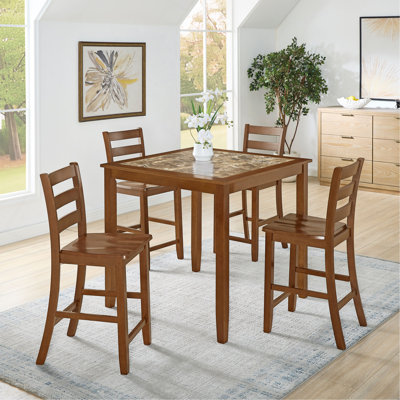 Dining Table, Bar Table And Chairs Set, 5 Piece Dining Table Set,Retro-Style Breakfast Table Set,For Living Room, Dining Room