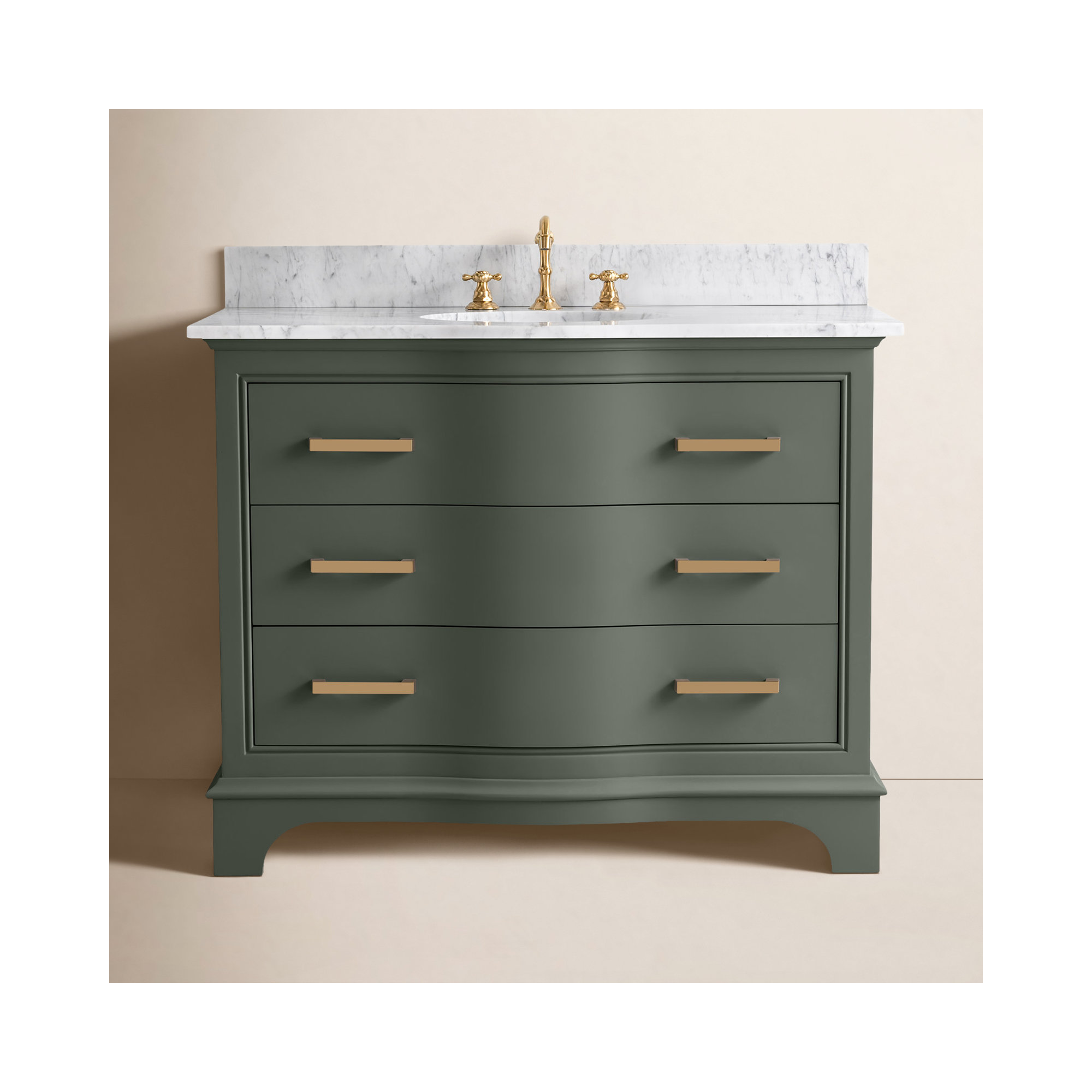 Goleta 42" Single bathroom Vanity with Marble Top, Vintage Green/Brushed Gold
