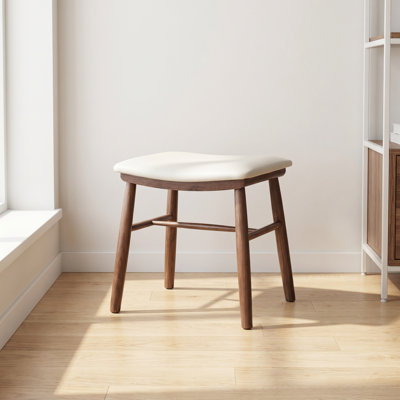 Tabouret de maquillage en noyer massif