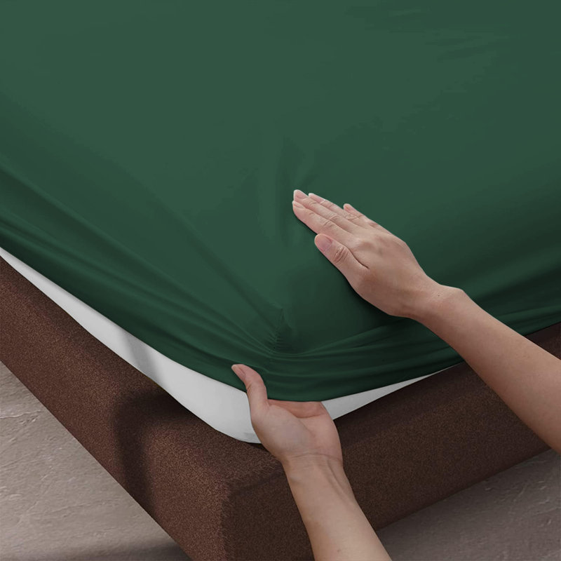 Leila Microfiber 25cm Deep Pocket Fitted Bed Sheet, Kingsize (5'), Emerald