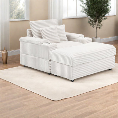 Canapé simple moderne en velours côtelé, blanc, polyvalent pour la maison et le bureau