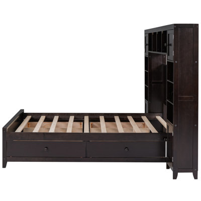 lit double en bois de couleur double avec armoire et tablette - et option chic attrayante