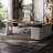 Nut-brown+Griege L-Shaped Manufactured Wood+Stainless Steel with 3 drawers desk-109598435-109598432