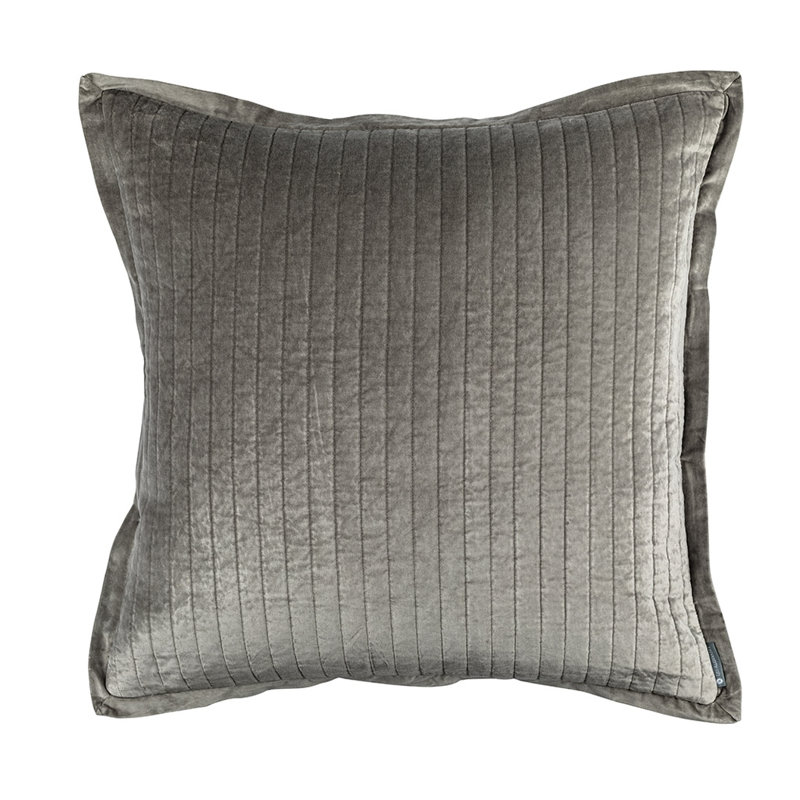 Aria Velvet Euro Pillow Cover & Insert, Light Gray