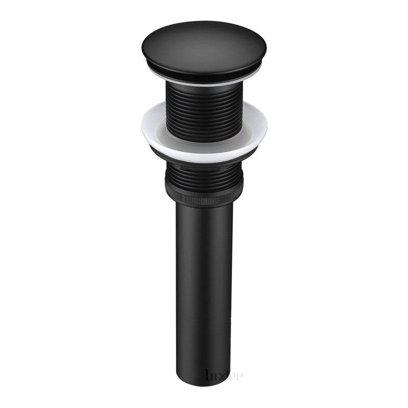 Pop-Up Bathroom Sink Drain Stopper with No Overflow, Matte Black