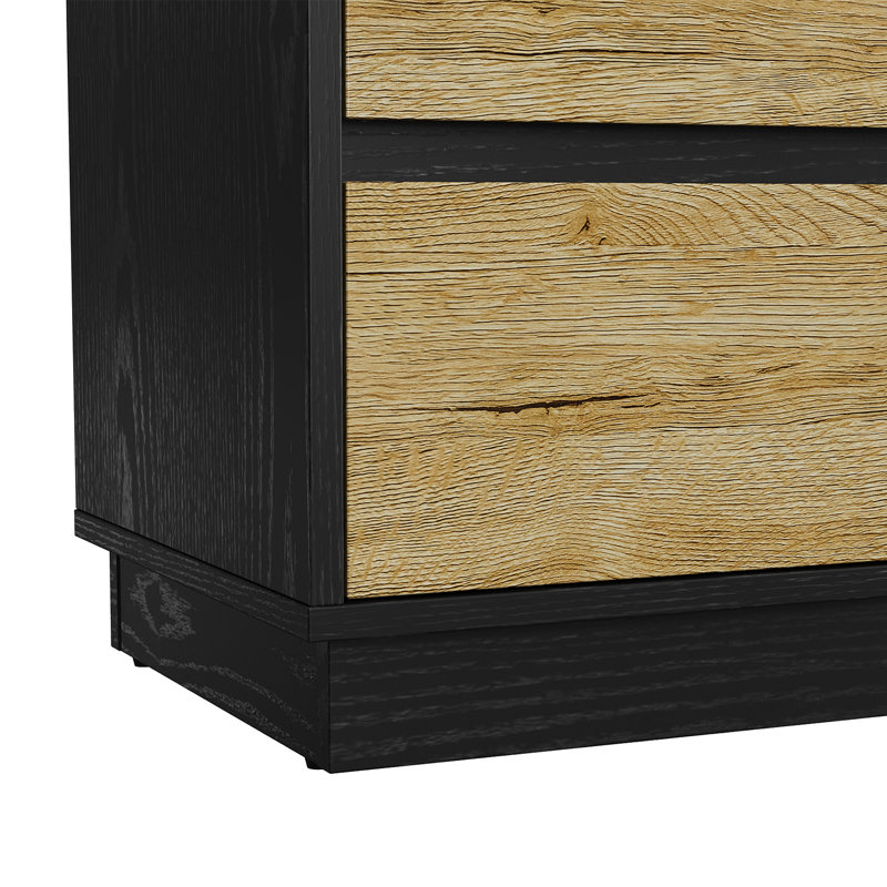 Table de chevet large avec 3 tiroirs (ensemble de 2)