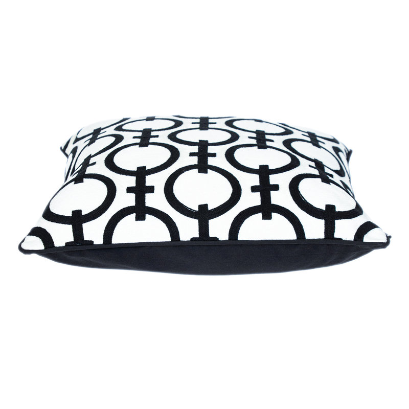 Coussin décoratif en coton 20 po noir et blanc