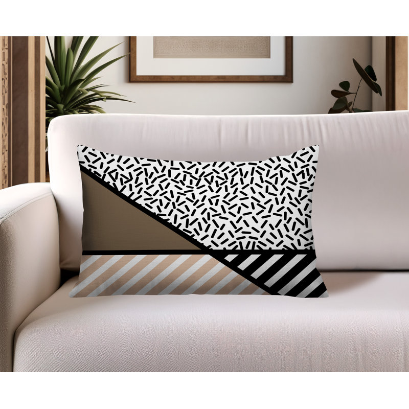 Oreiller rectangulaire intérieur / extérieur Shapira, Rectangulaire H 14 po x l 20 po, Beige