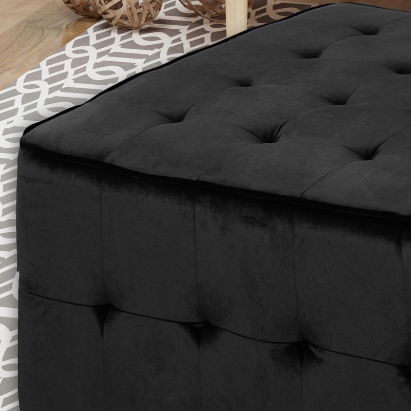 Très grand carré - Parry cocktail, velours noir, sans assemblage, 31 x 31 x 15,8 assemblage de cocktail nécessaire, pouces