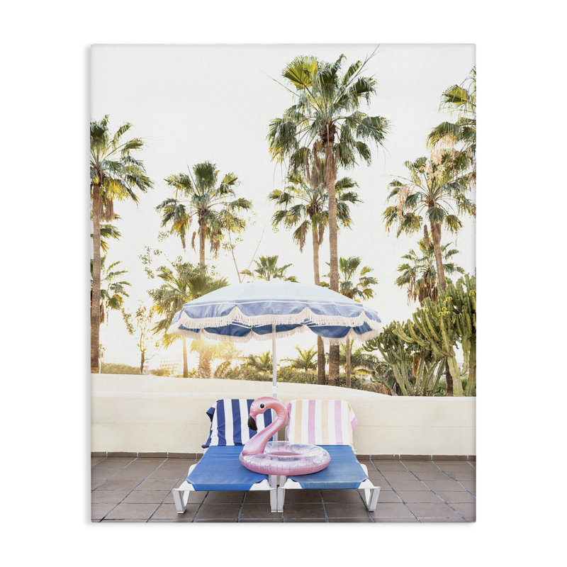«Poolside Flamingo Float», art mural sur toile par Sissi et Seb, H 20 po x l 16 po