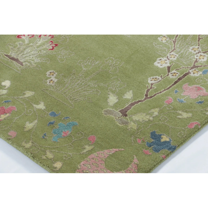 Modern Handmade Silk and Wool Area Rug