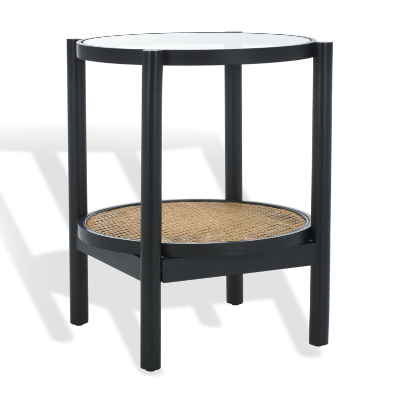 Karyna Glass End Table, Black