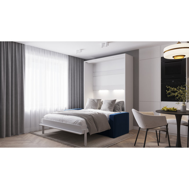 Neidelin Upholstered Bed, White/Navy