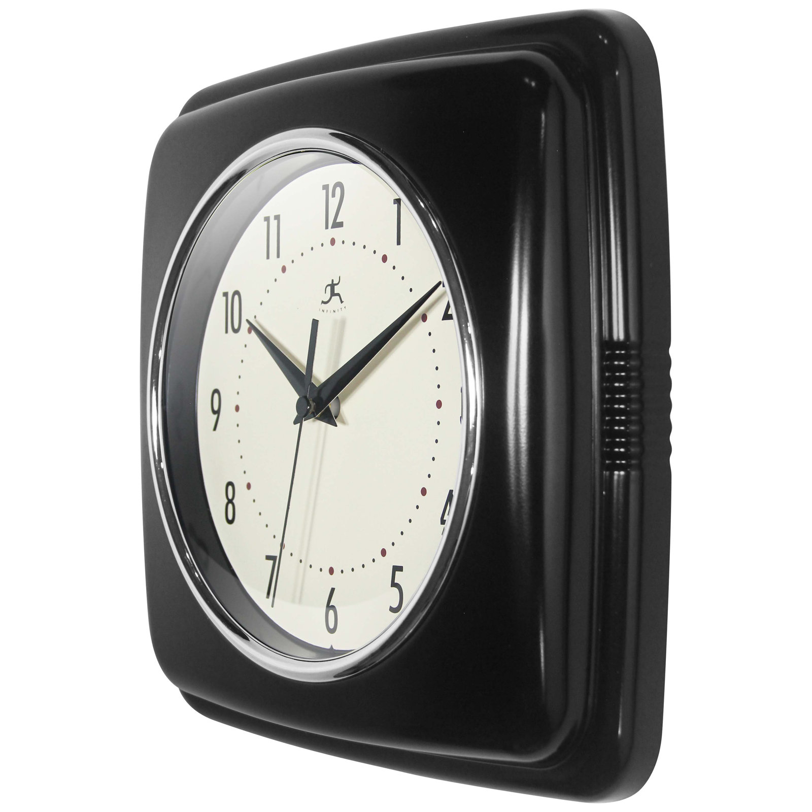 Orrwell Square Plastic Wall Clock 9.25 Inches, Black