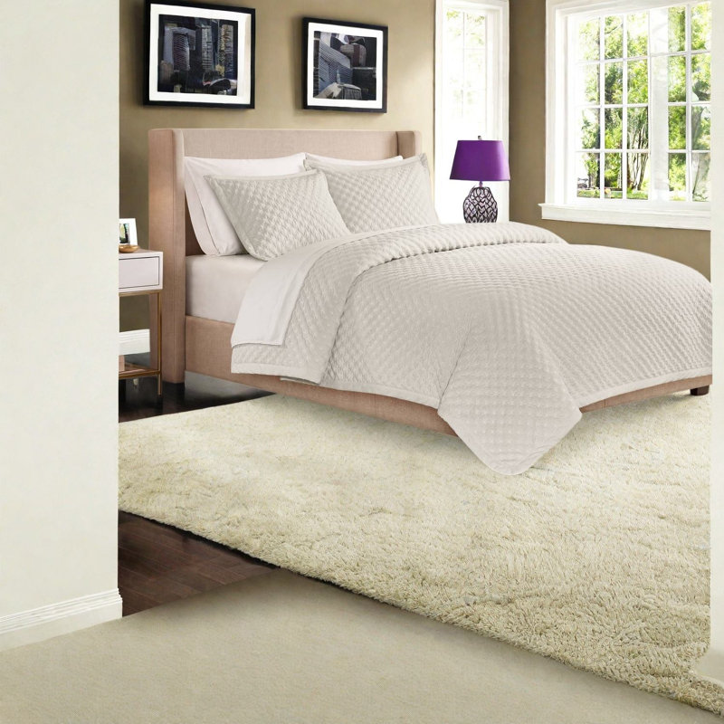 Ensemble de literie en velours Queen, couvre-lit matelassé blanc pour maison moderne