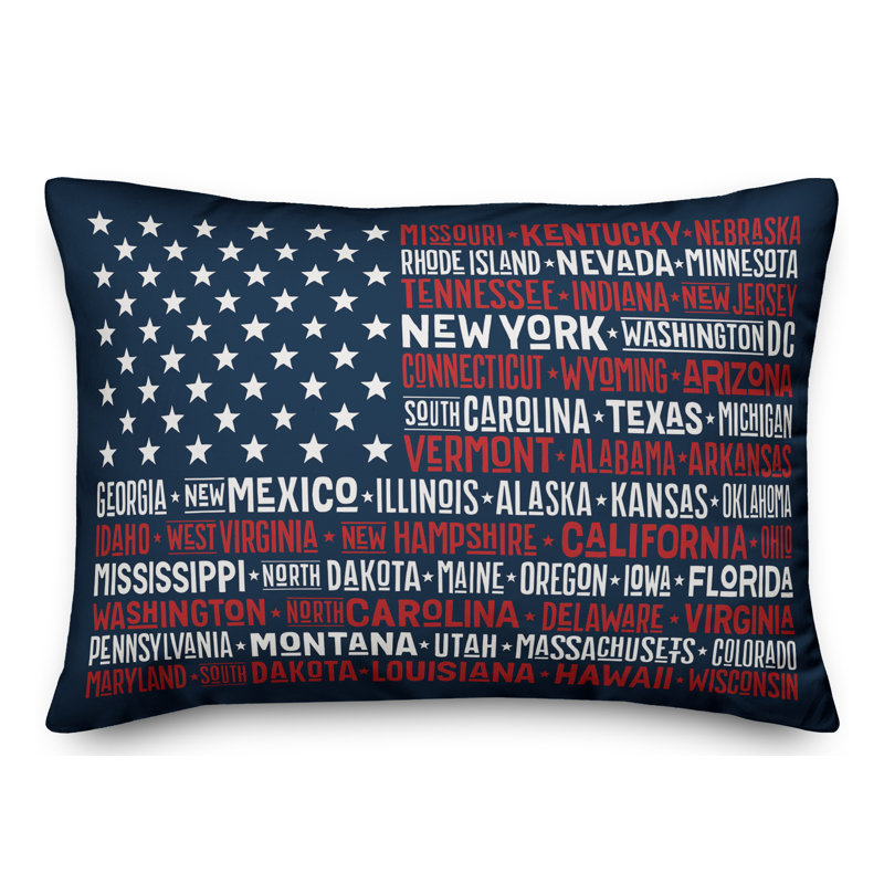  Housse de coussin lombaire intérieur / extérieur States Flag, polyester