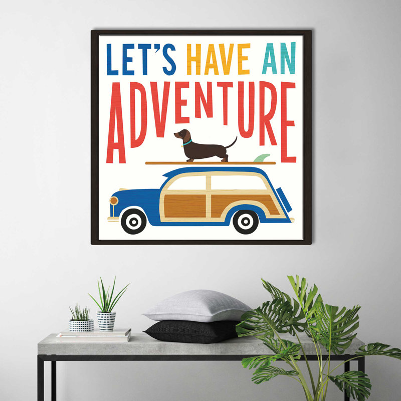 «Beach Bums Woodie», impression, H 39,5 po x l 39,5 po x P 2 po, Cadre flottant espresso