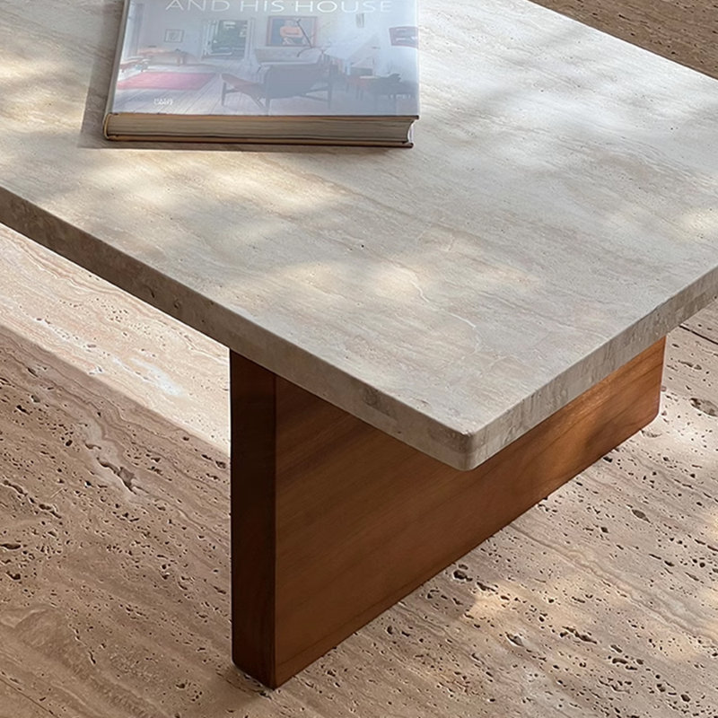 Table basse simple de conception rectangulaire, Beige, H 12,99 po x L 47,24 po x l 19,68 po