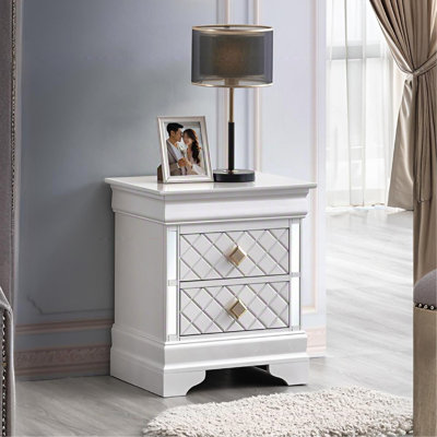 Table de chevet blanc perle