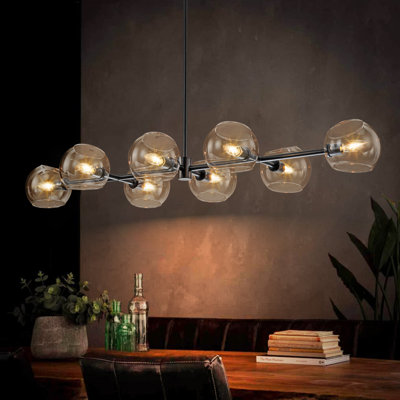 Luminaire suspendu linéaire pour îlot de cuisine 8 lumières Toyin