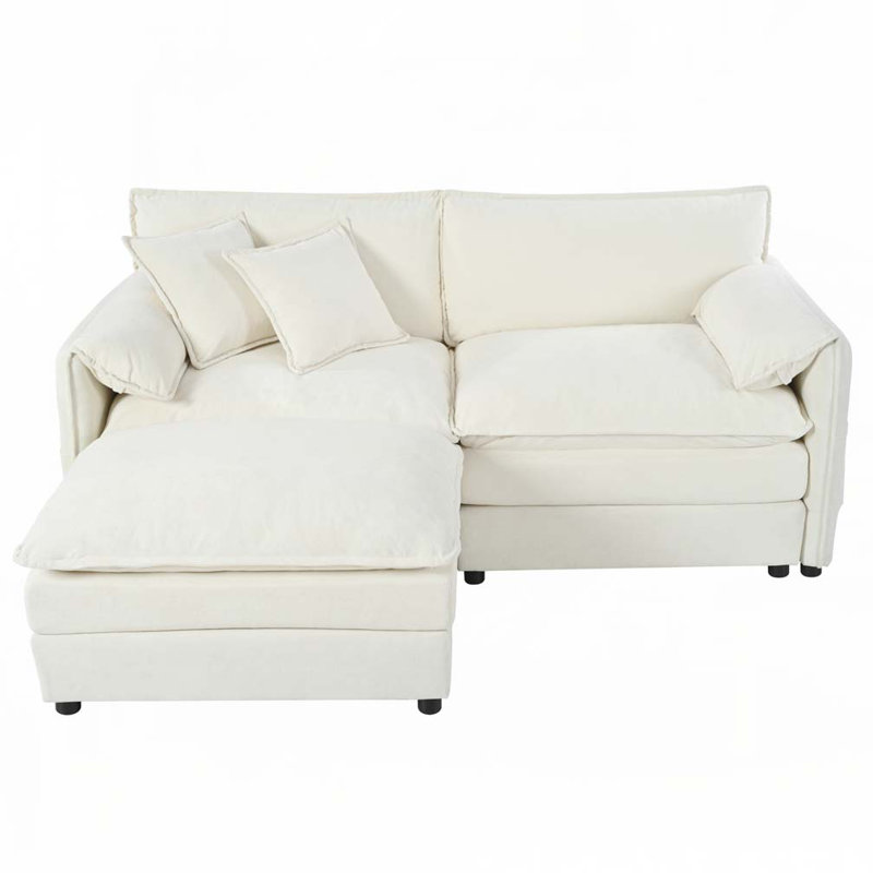 Canapé modulaire rembourré à assise profonde modulaire, Blanc