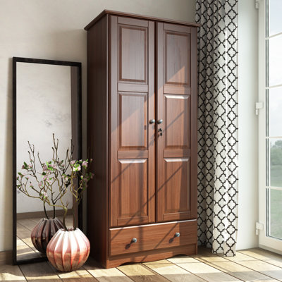 100% Solid Wood Kolossi 2-Door Wardrobe with Metal Knobs