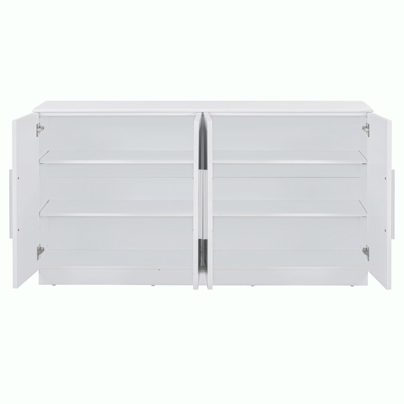 White Wood Console Table with Adjustable Storage Shelves