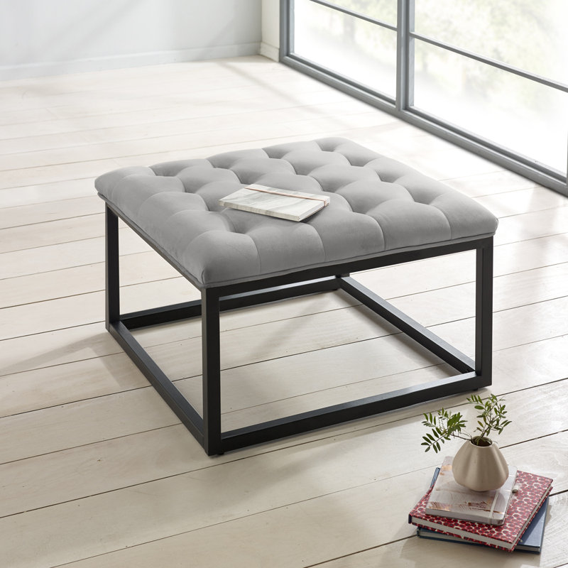 Aairah 72cm Wide Tufted Square Cocktail Ottoman, Seal Grey