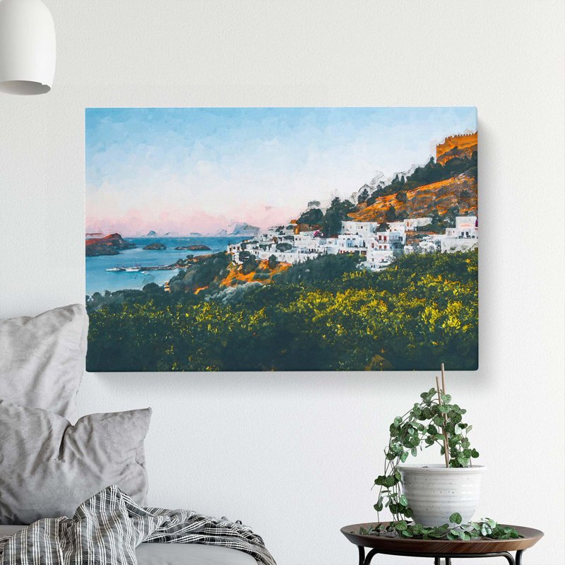 The Island of Rhodes in Greece in Abstract - Wrapped Canvas, 40cm H x 60cm W x 3cm D