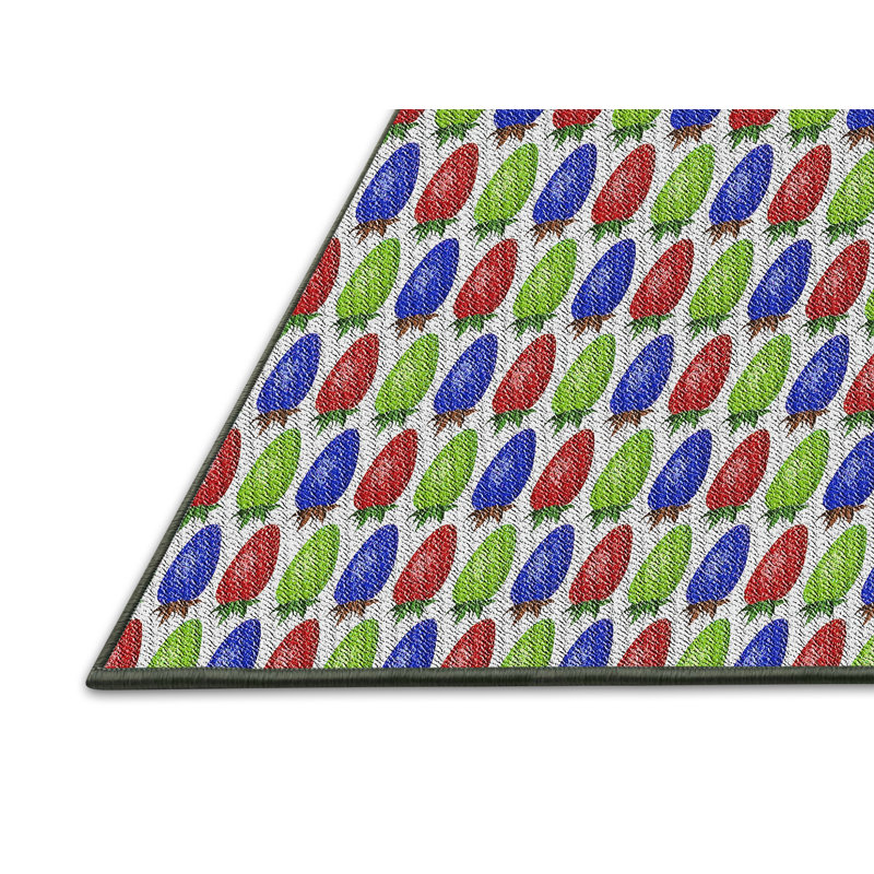 Tapis vert/bleu marine à motifs, Rectangle 5 pi x 7 pi