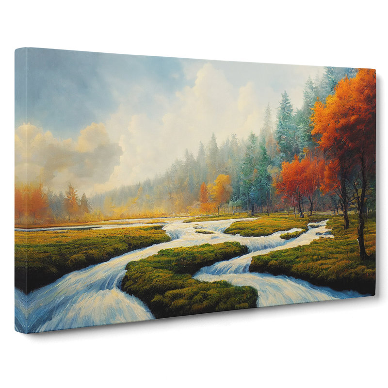 Autumn River Forest - Wrapped Canvas, 35cm H x 50cm W x 3cm D