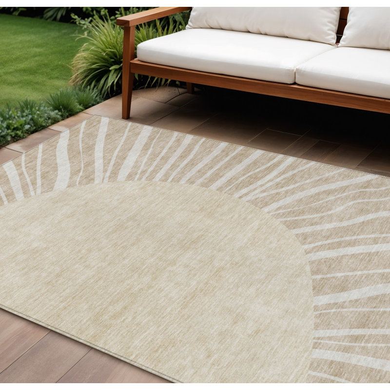 Tapis intérieur lavable abstrait 9 pi x 12 pi beige