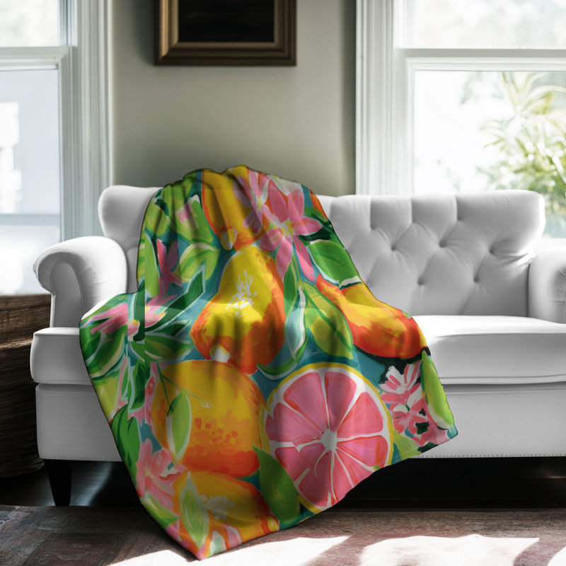 Motif de balise maritime - 1 pièce Sherpa Premium, L 50 po x L 60 po, Motifs de limonade élégants