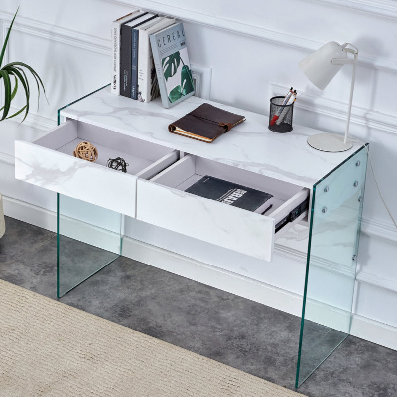 Environmental Protection MDF Minimalist Dresser, Desk, Desktop Computer Desk, With Double Drawer Storage Space, Simple Home, Perfect  Various Styles Of Home Environment.