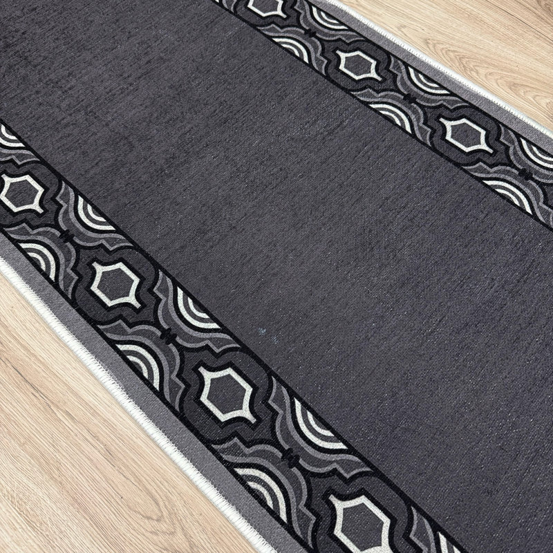 Custom Size Trellis Gray Runner Rug, Runner 2'2" x 45'